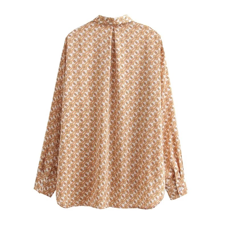 Camisa de manga larga con estampado de colores franceses para mujer, informal