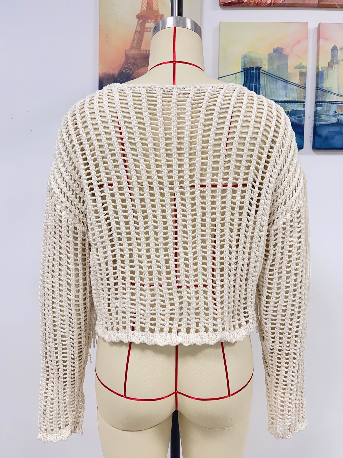 Spring Summer Knitted Women Tassel Hollow Out Solid Color Bikini Beach Cover up Women Knitwear
