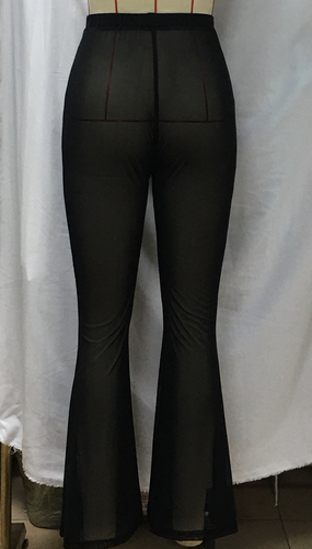 Women Clothes Casual Pants Sexy Sheer Mesh Slightly Flared Beach Trousers