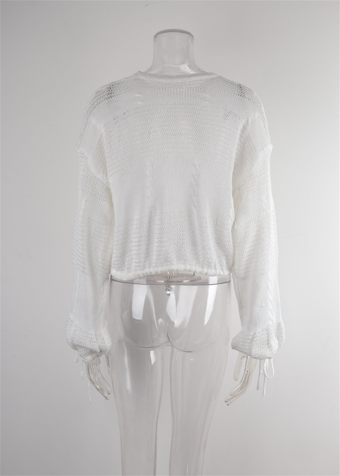 Blusa corta con cordón para mujer, blusa de verano tejida para playa, con protección solar