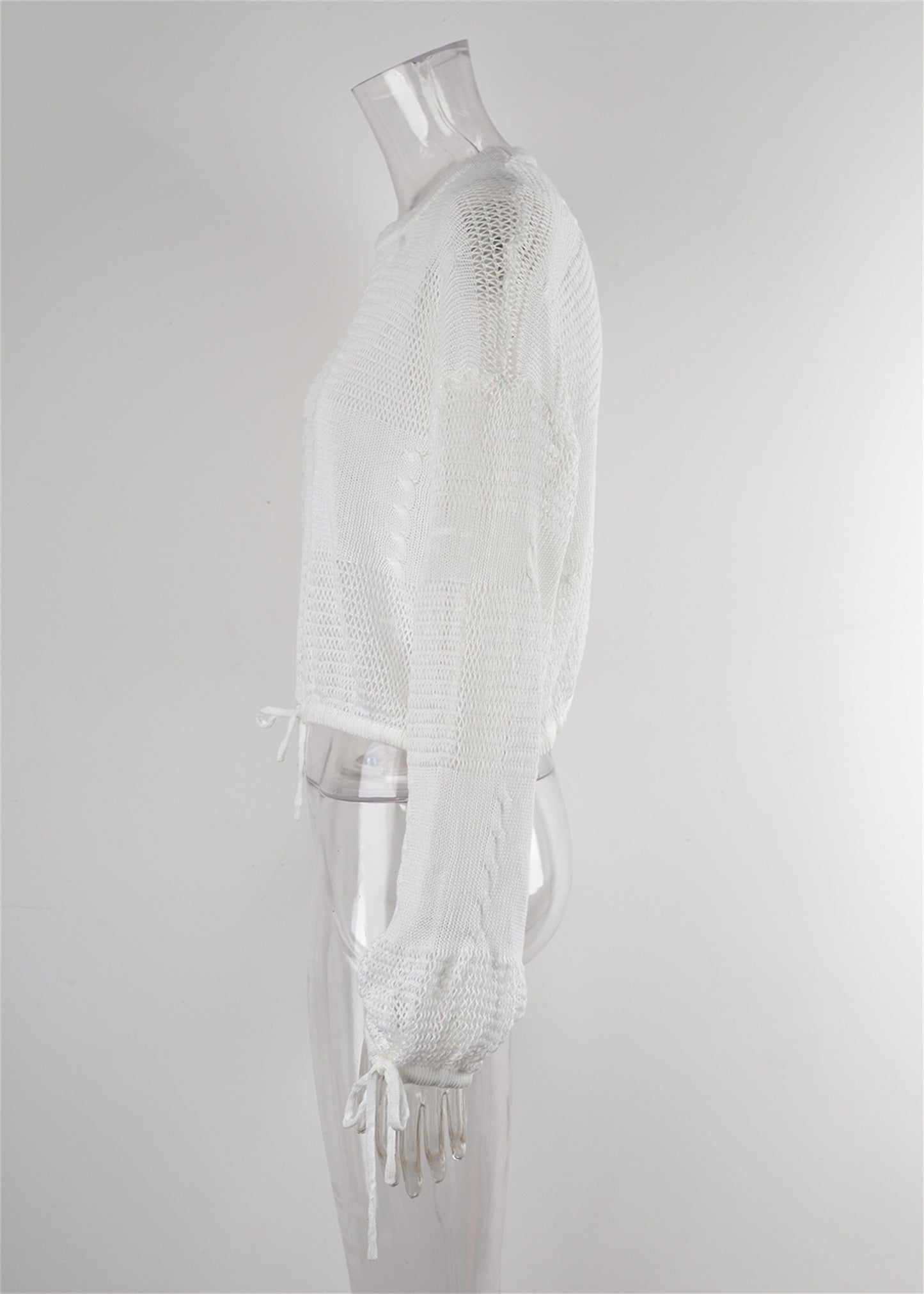 Blusa corta con cordón para mujer, blusa de verano tejida para playa, con protección solar