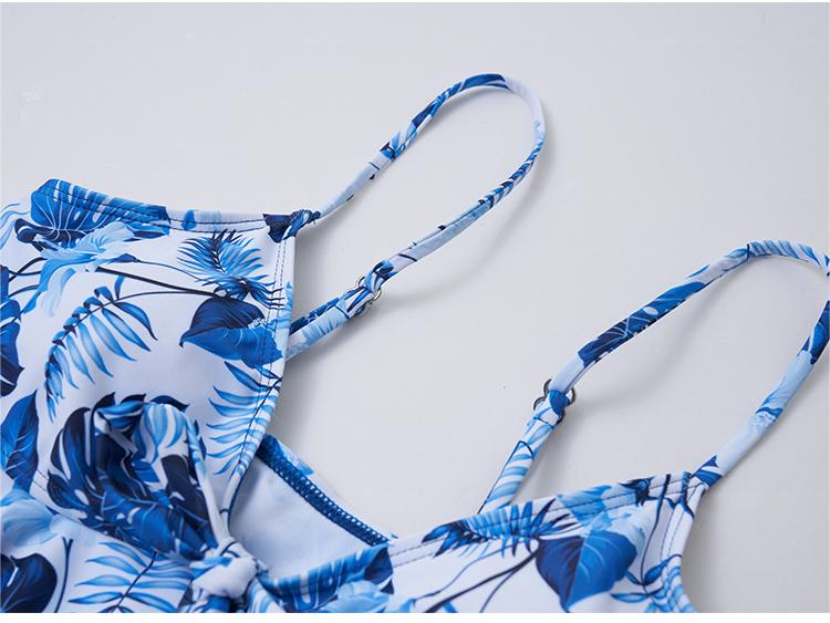 Traje de baño de dos piezas con espalda descubierta y cordones para mujer, bikini estampado con abertura