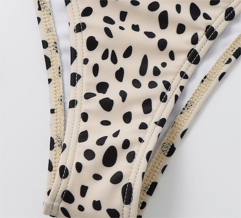 Swimsuit Long Sleeve Mesh Cover Ladies Three Piece Set Swimsuit Leopard Print Sexy Rope Bikini