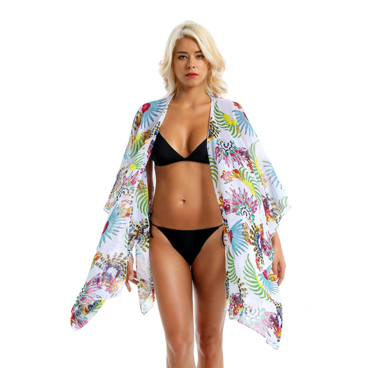 Bohemian Plant Printed Sunscreen Cardigan Beach Cover Up