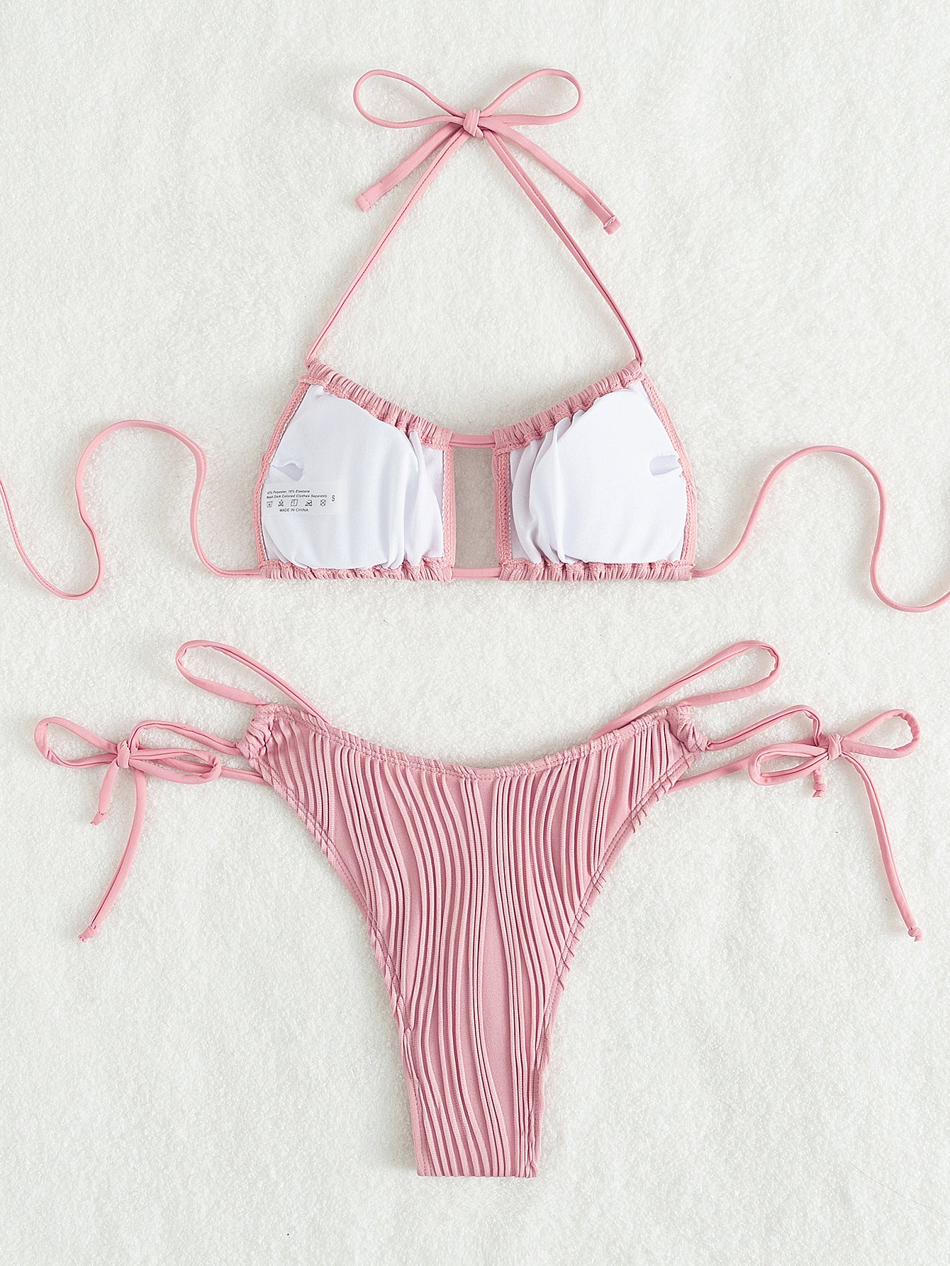 Traje de baño para mujer, bikini de color sólido dividido, traje de baño de playa