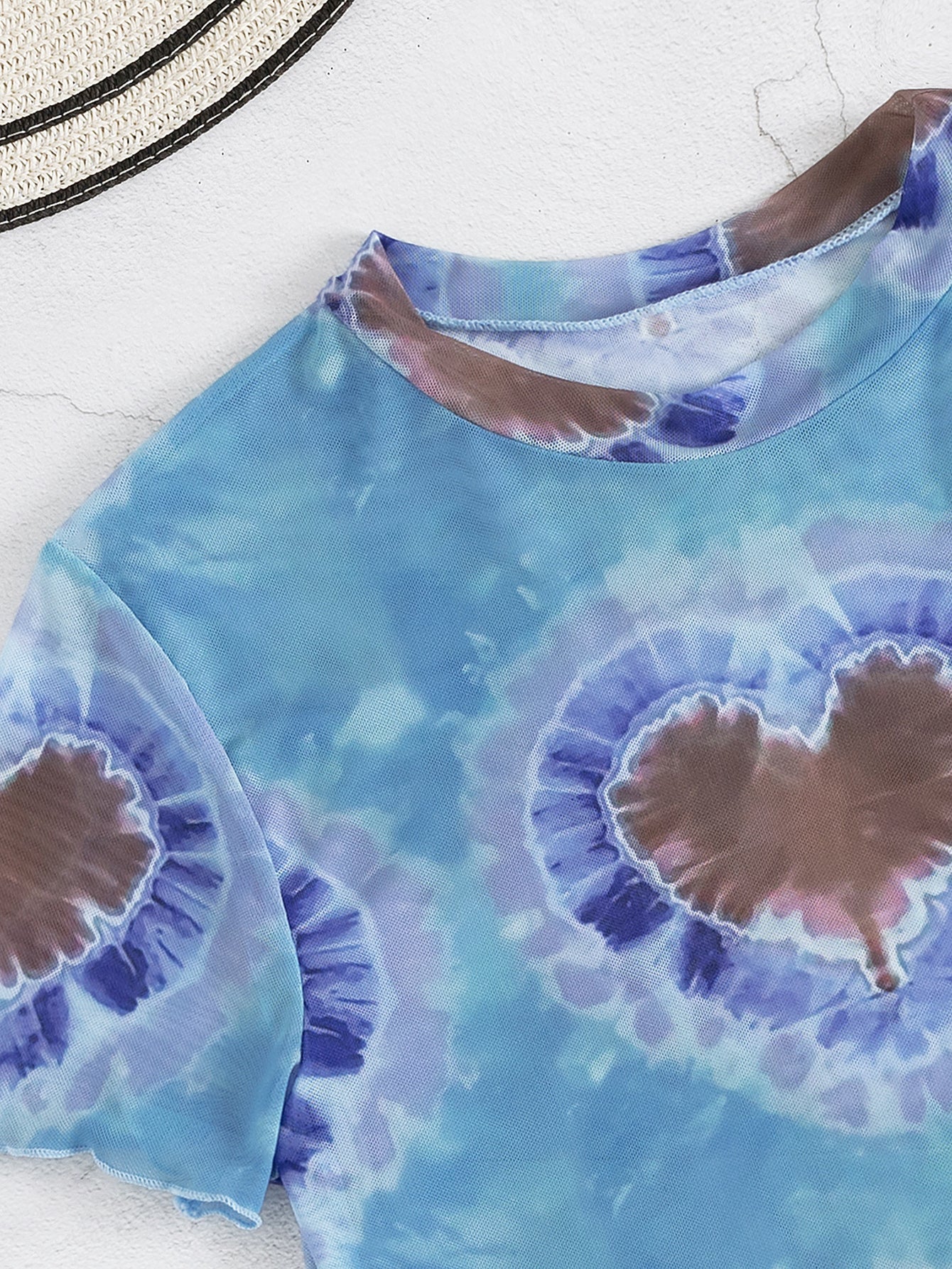 Bikini de tres piezas de manga corta con protección solar y blusa, traje de baño dividido