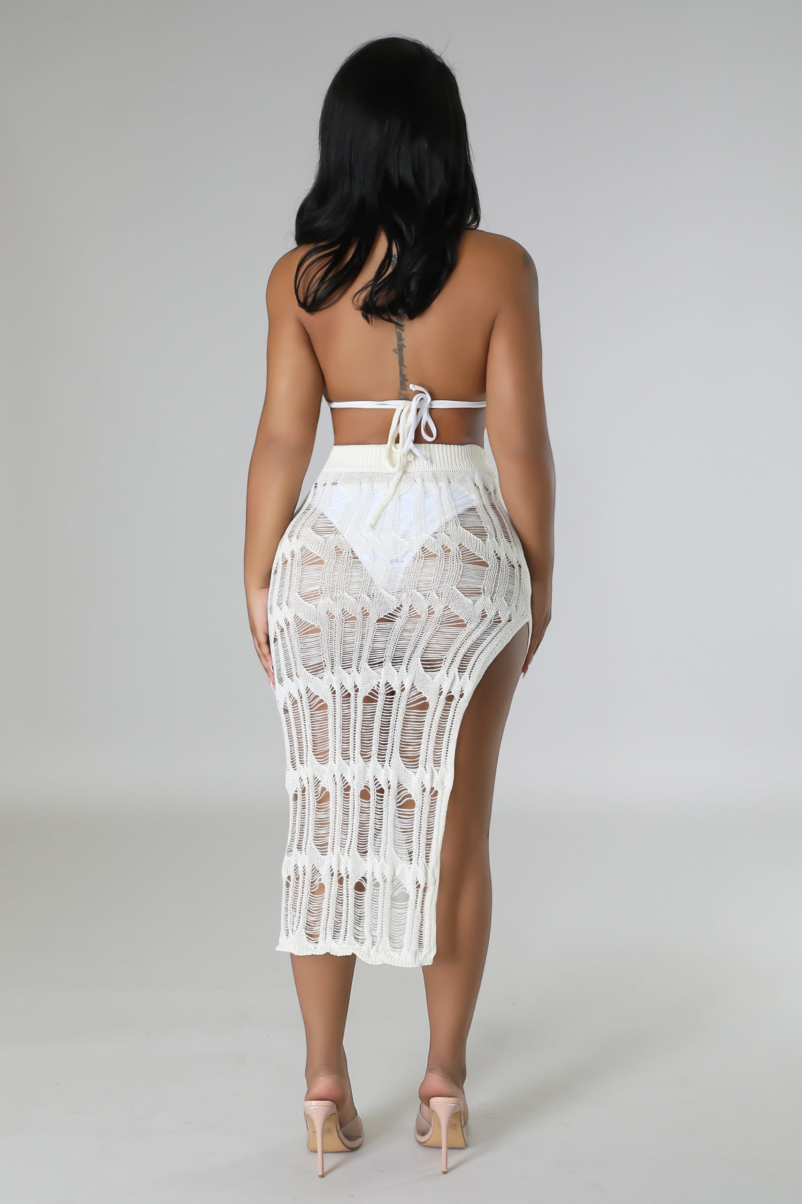 Women Clothing Spring Summer Beach Vest Wool Skirt Slit Sexy Suit