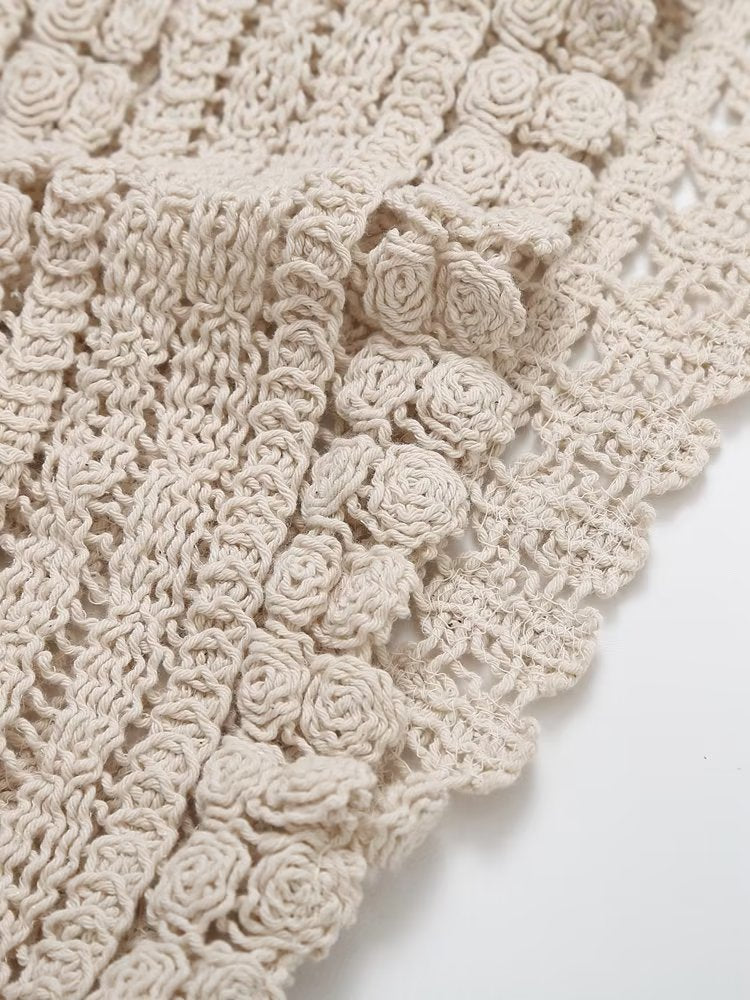 Hollow Out Cutout Crocheted V-neck Vest Knitwear Summer Outerwear Cover-up Sleeveless T-shirt Korean Top for Women