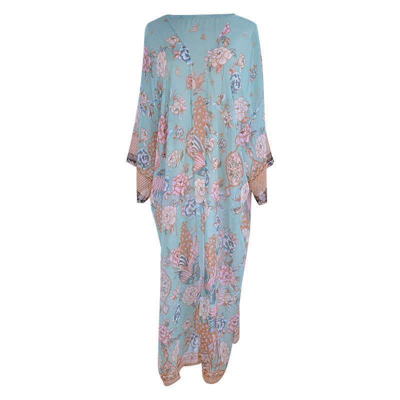 Chaqueta de playa con estampado de posicionamiento de gasa, traje de baño, blusa, cárdigan de protección solar para vacaciones