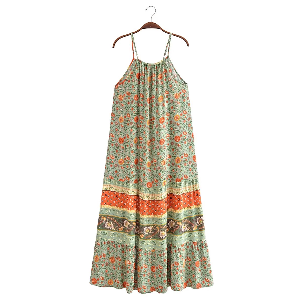 Watermark Positioning Flower Long Suspender Dress YiPin