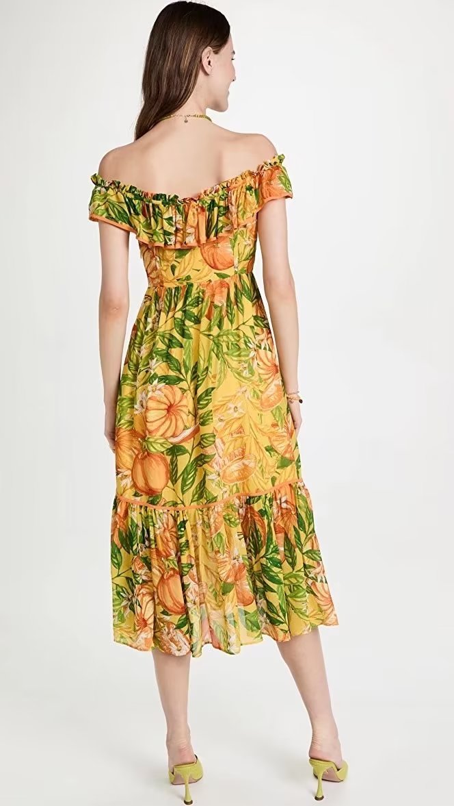 Women Clothing French High Waist Slimming Two Way Lace Chiffon Printed Dress