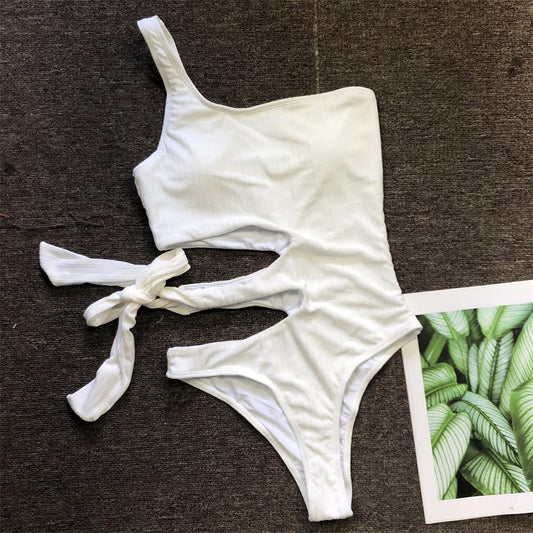 Traje de baño de una pieza con vendaje, traje de baño de tela especial para mujer