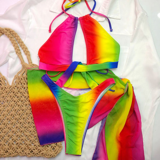 Swimsuit Chiffon Shawl Sexy Two Piece Suit Bikini One Piece Swimsuit Women