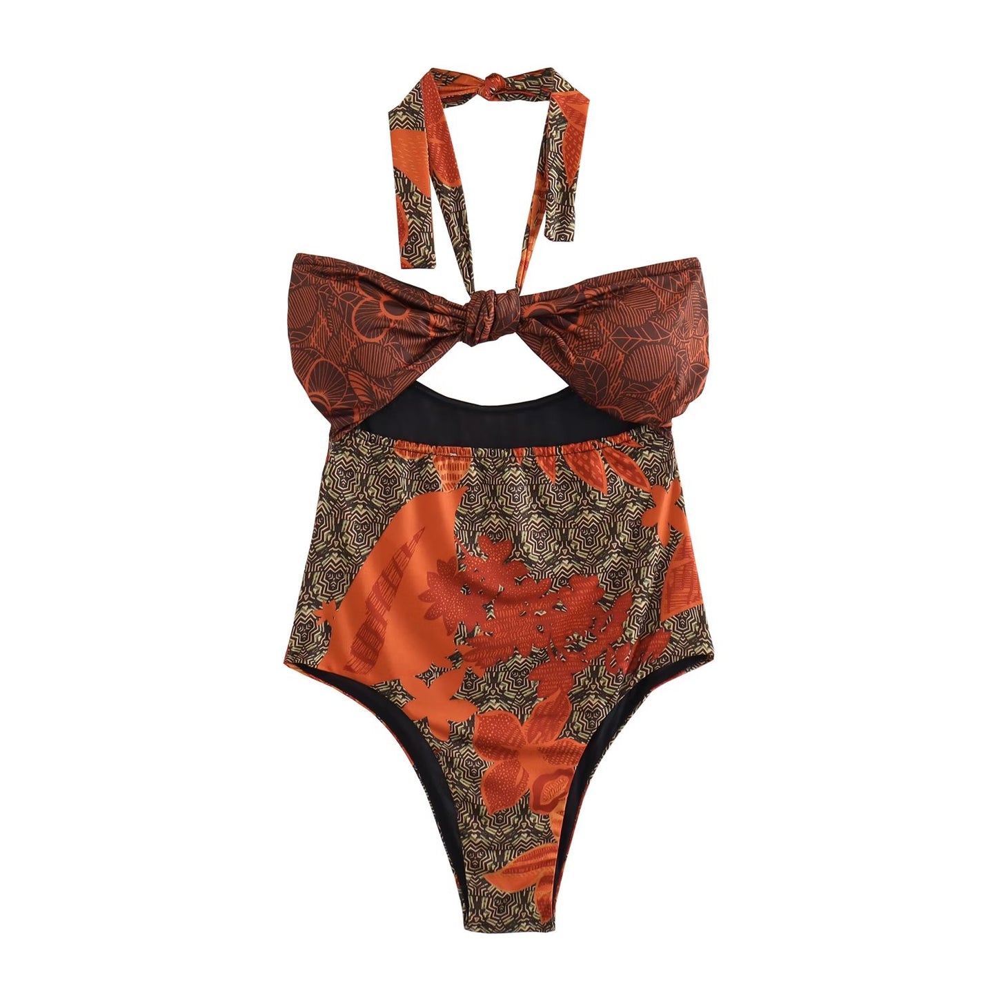 Women Women Printed One Word Wrapped Chest Swimsuit One Piece Suit