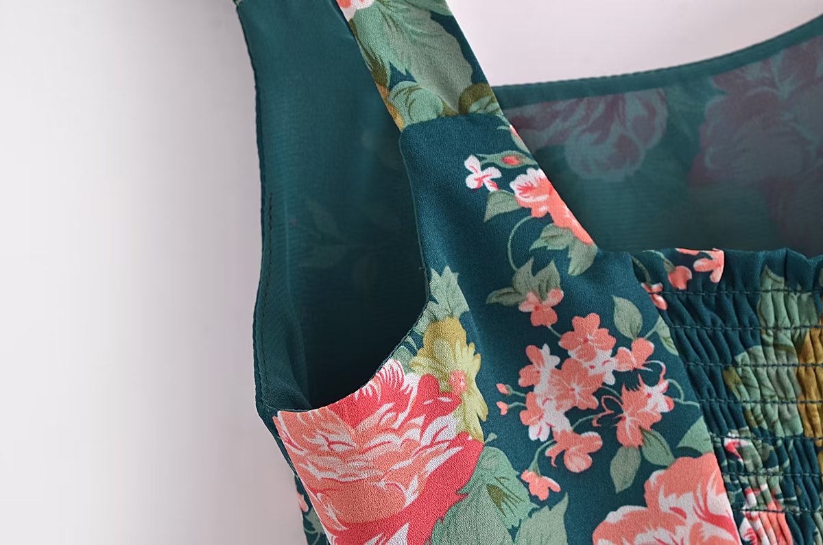 Side Slit Sexy Lace up Strap Dress Autumn Winter High Waist Slimming Broken Floral Decorations A line Dress