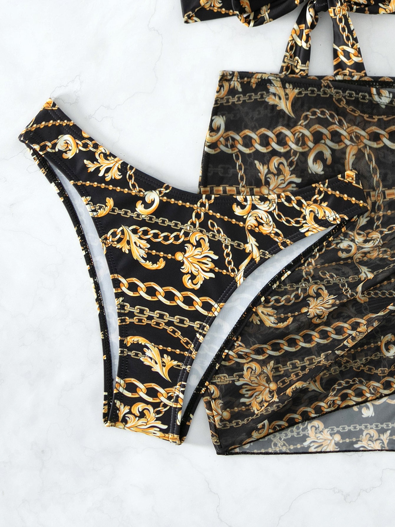 Bikini sexy traje de baño para mujer de tres piezas con soporte de acero push up estampado con cordones traje de baño