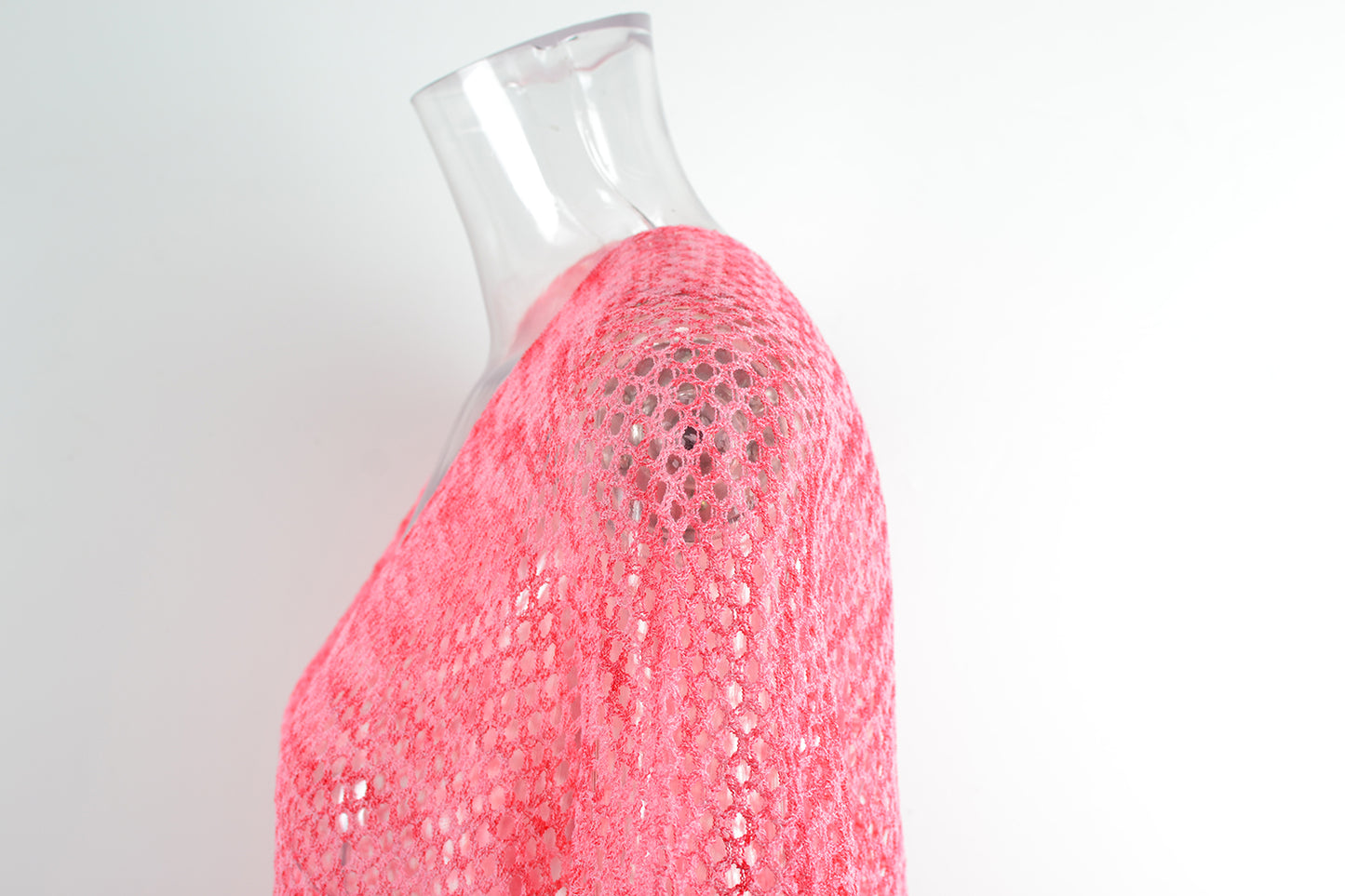 Summer Beach Cover Up Gradient Hollow Out Cutout Knitted Sun Protection Shirt Blouse