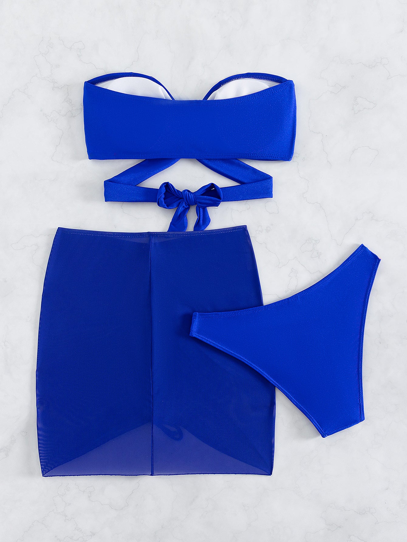 Bikini sexy con parte superior de tubo para mujer, traje de baño de tres piezas dividido