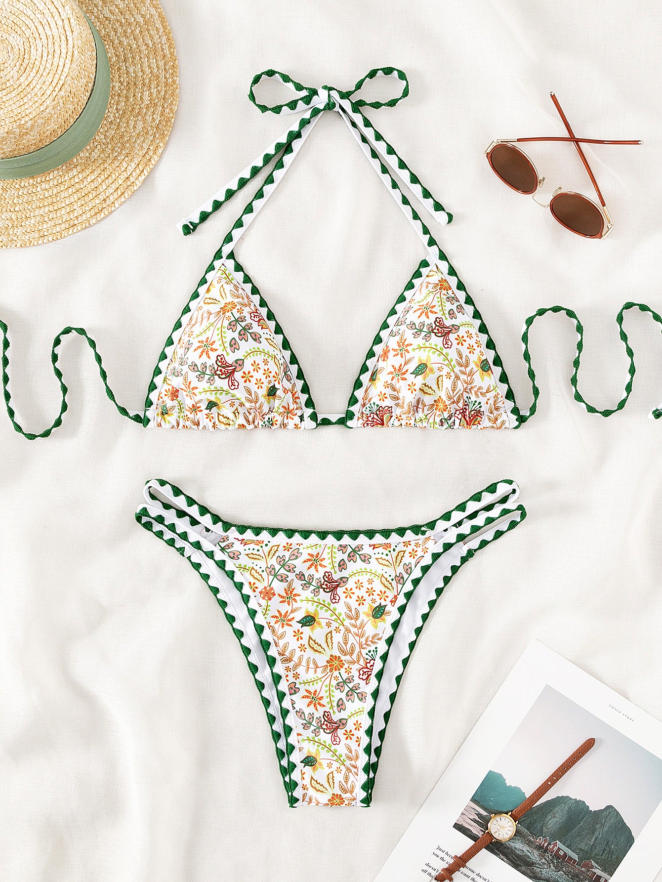 Bikini Sexy Bikini Foreign Order Halterneck Printed Swimsuit Women Swimwear