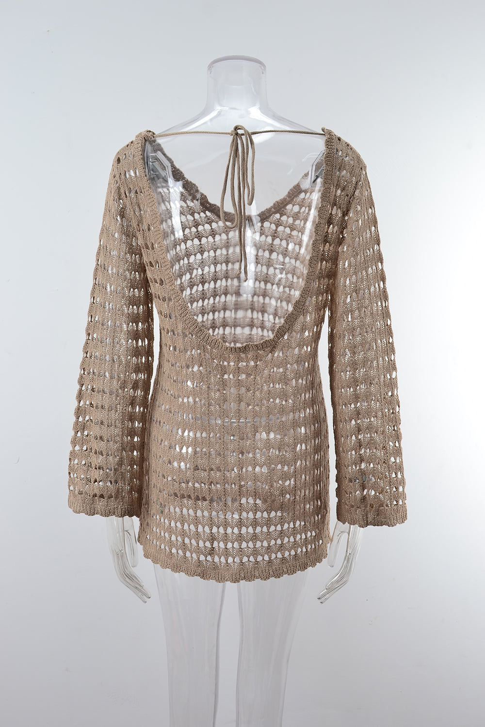 Ropa de verano para mujer, camisa de playa con aberturas, manga larga, traje de baño para vacaciones en la playa, blusa protectora del sol
