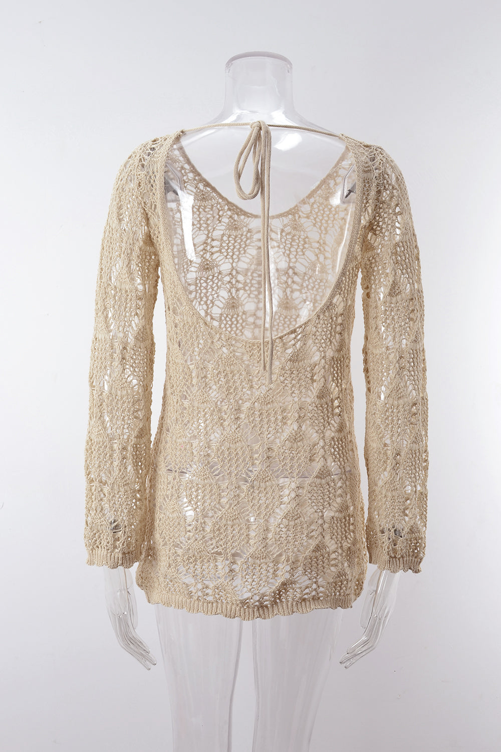 Blusa de punto extragrande con aberturas y costuras recortadas para playa, bikini de protección solar para verano