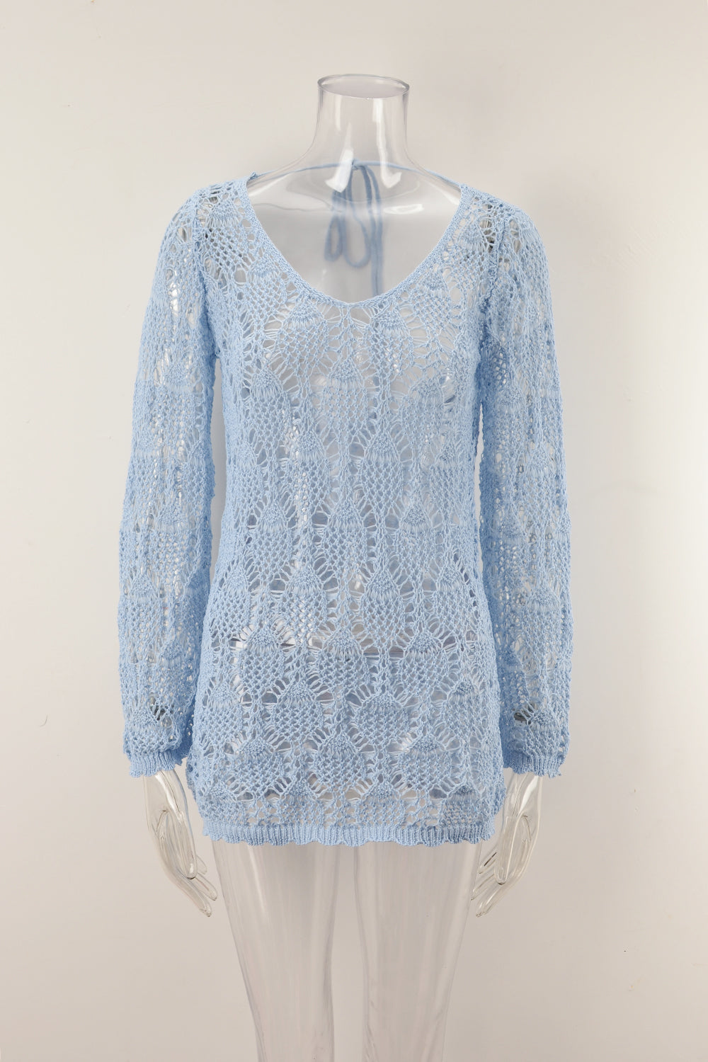Blusa de punto extragrande con aberturas y costuras recortadas para playa, bikini de protección solar para verano