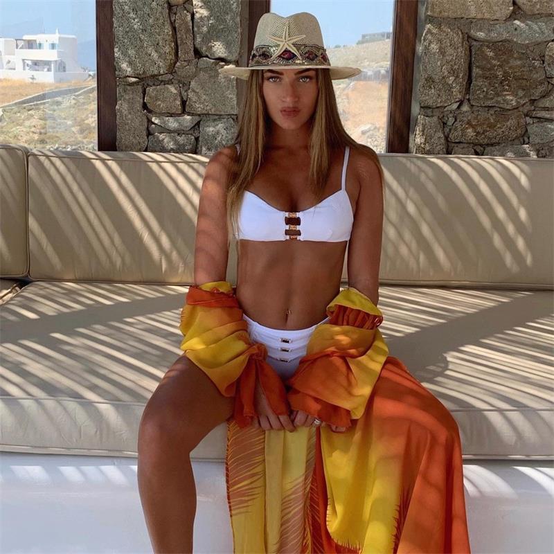 Bikini de color sólido dividido traje de baño de mujer traje de baño de bikini sexy