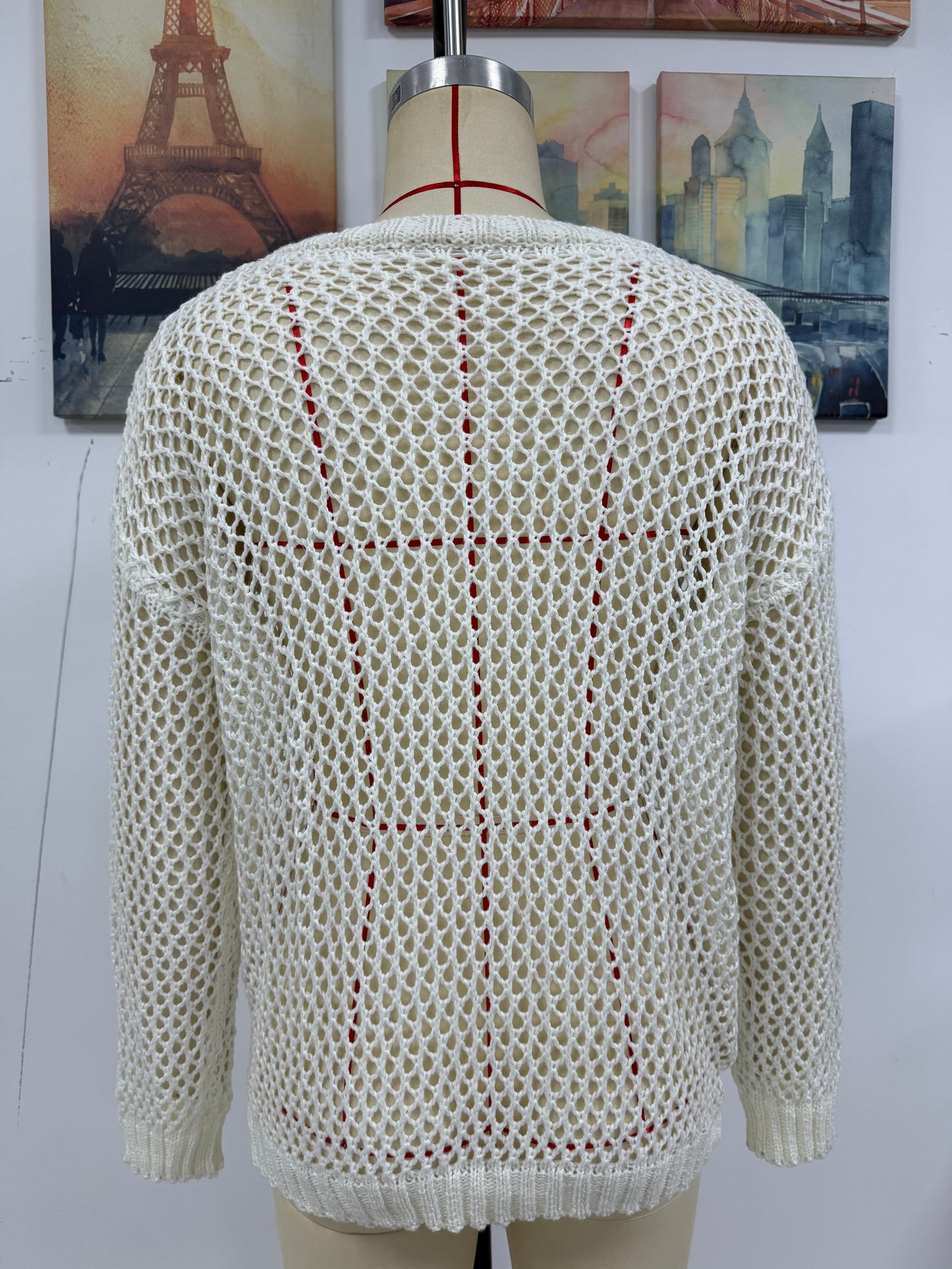 Jersey de verano para mujer, cuello redondo, estrella de cinco puntas, sexy, con recortes, tejido de punto