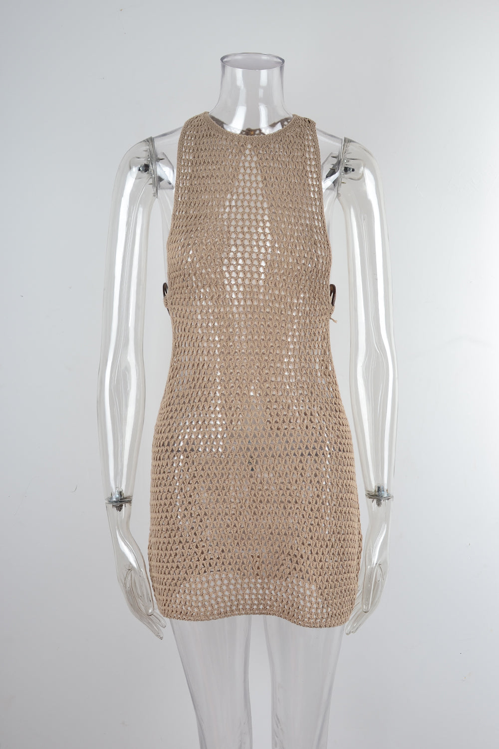 Summer Women Beach Cover Up Backless Hollow Out Cutout Sweater