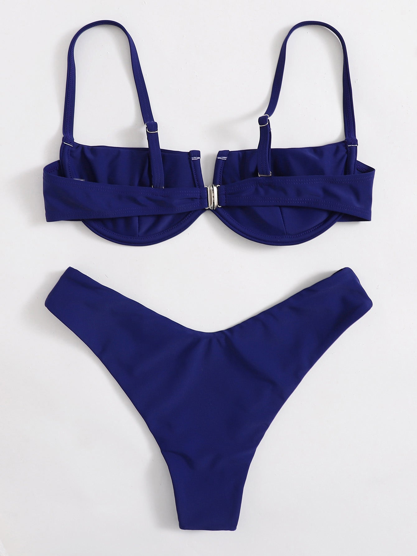 Traje de baño para mujer, bikini sexy fruncido con soporte de acero, traje de baño de color sólido