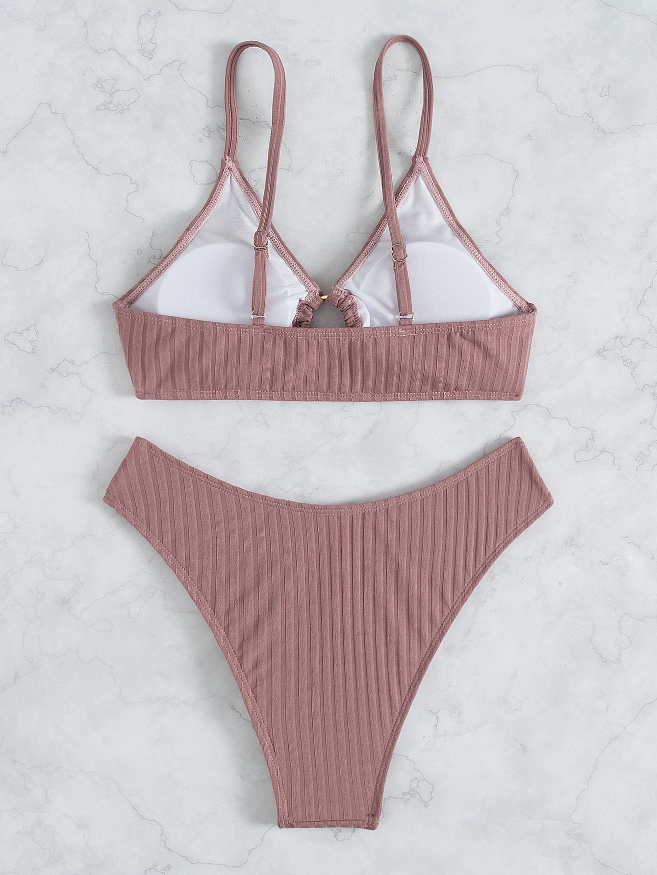Traje de baño bikini sexy bikini color sólido pantalones en forma de V traje de baño