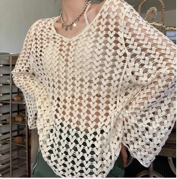 Crocheted Hollow Beach All Match Sun Cover Crochet hook
