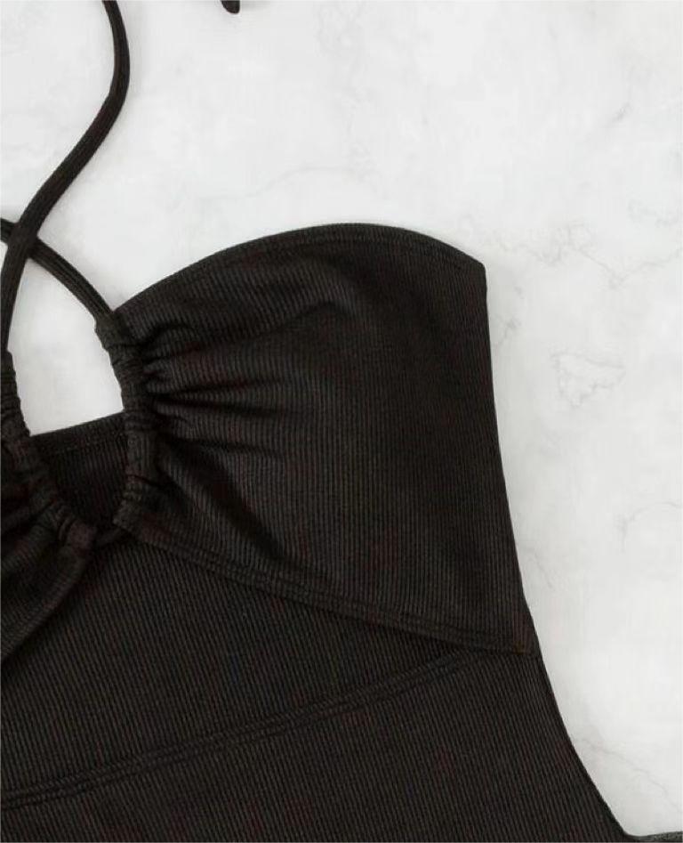 Bikini de una pieza con estampado de triángulos para mujer, traje de baño de dos piezas con falda de malla y axilas pequeñas