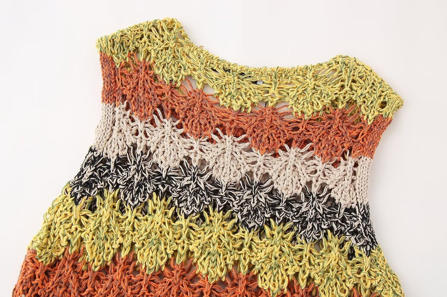 Ropa de verano para mujer, informal, de calle, con aberturas, cuello redondo, sin mangas, de punto