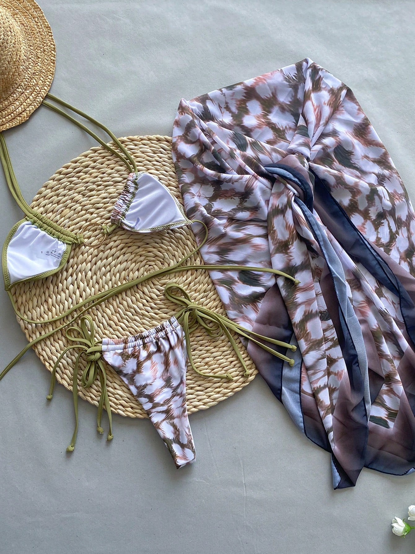 Bikinx - Conjunto de bikini de vendaje sexy con estampado de leopardo para mujer, 3 piezas, con falda