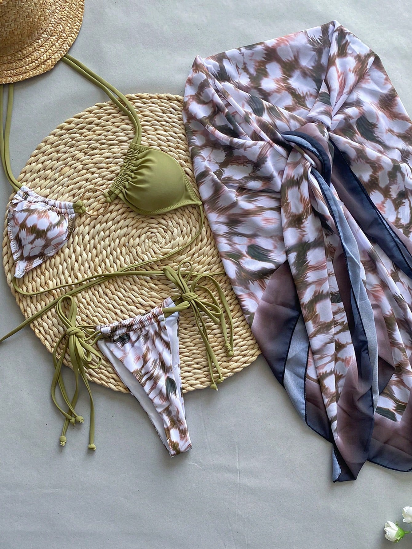 Bikinx - Conjunto de bikini de vendaje sexy con estampado de leopardo para mujer, 3 piezas, con falda