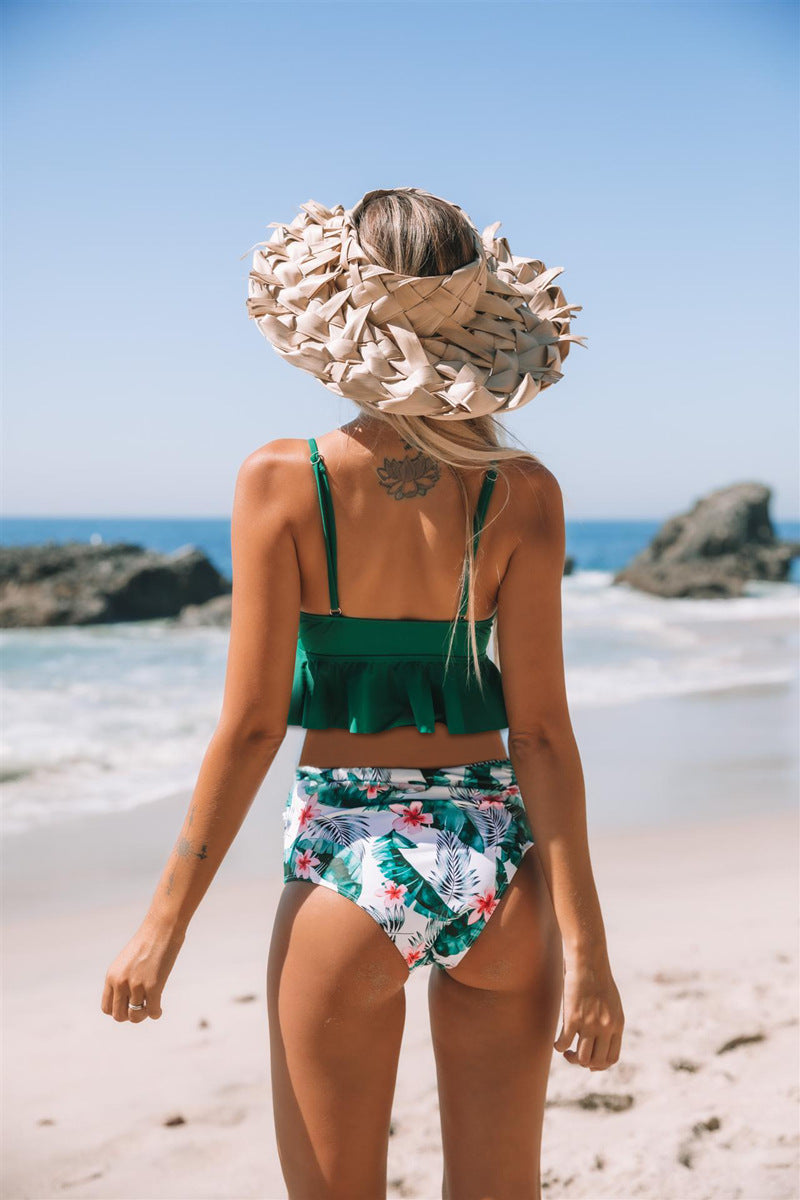 Traje de baño para mujer, traje de baño con volantes, bikini.