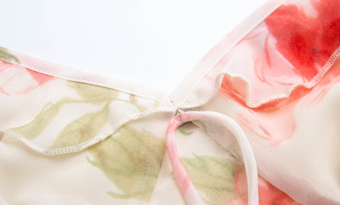Spring Summer French Sexy Romantic Lotus Leaf Printed V neck Oblique Cut Fishtail Dress