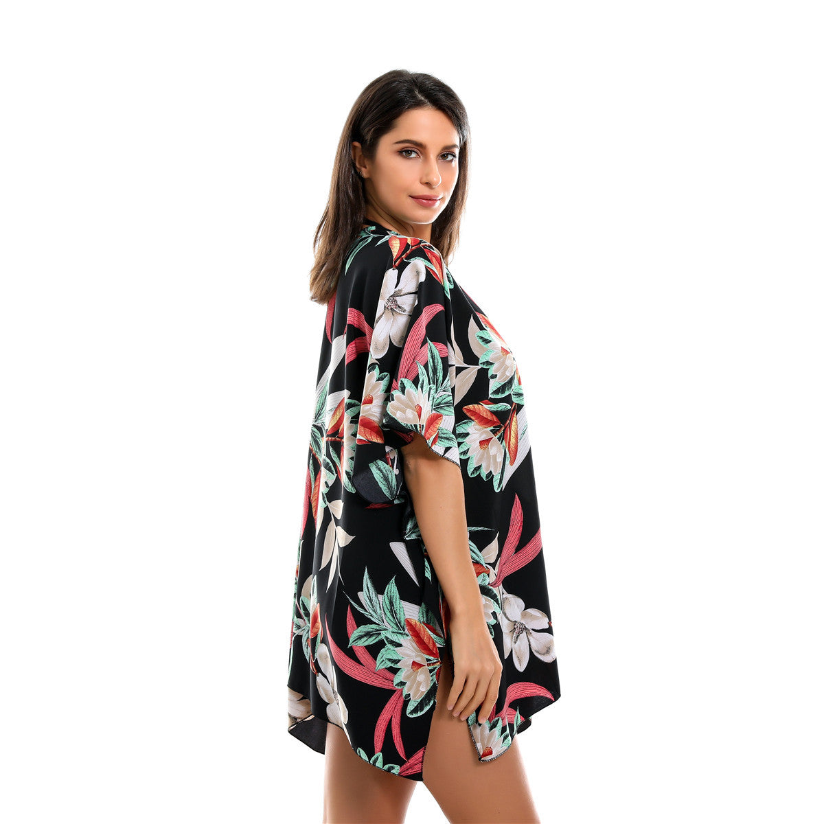 Cárdigan con estampado floral fresco de primavera y verano con protección solar