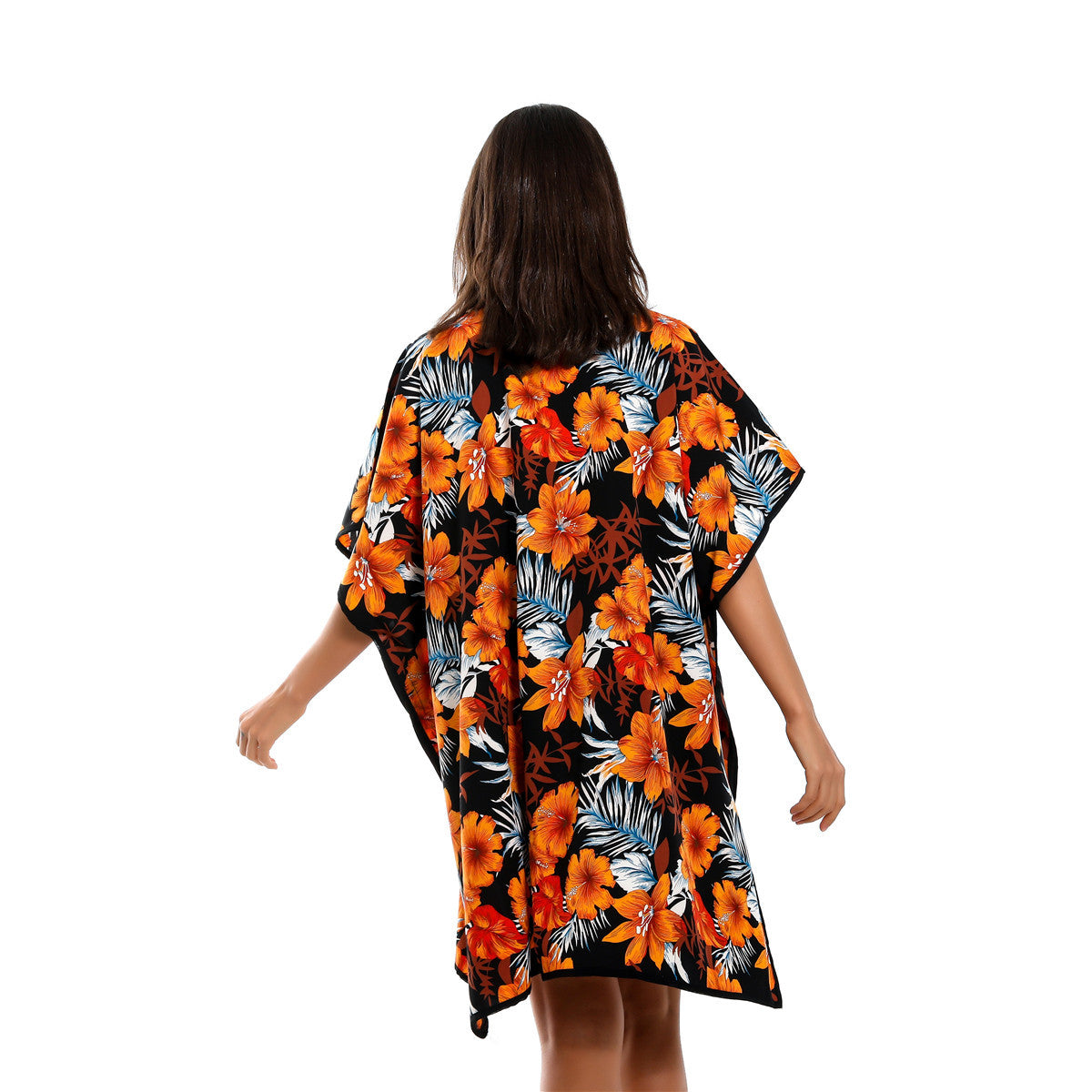 Floral Print Mid Length Chiffon Beach Sun Protection Blouse Coat