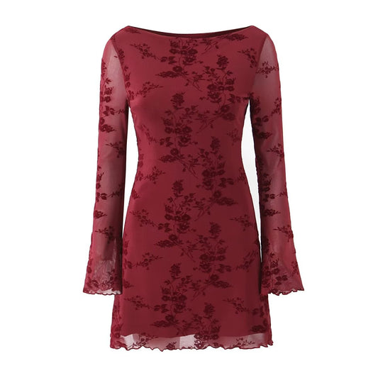 Top de manga larga elástico de malla sexy de verano para mujer