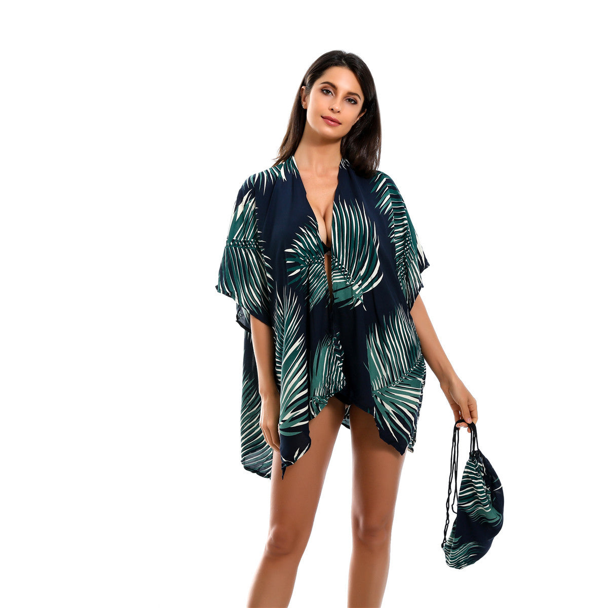 Cárdigan de bikini con plataforma y estampado de leopardo para primavera y verano con protección solar