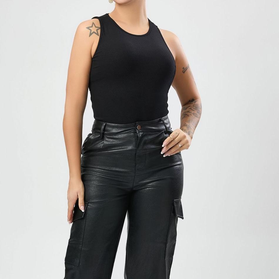 Camiseta negra sin espalda de diseño de chaleco cómodo y sexy de alta calidad para mujer