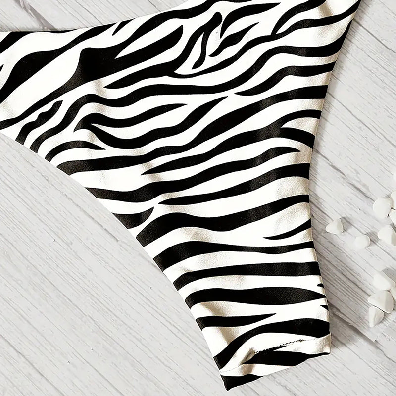 Traje de baño bikini estampado de cebra triángulo pantalón único negro blanco sexy traje de baño bikini