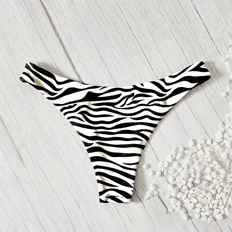 Traje de baño bikini estampado de cebra triángulo pantalón único negro blanco sexy traje de baño bikini