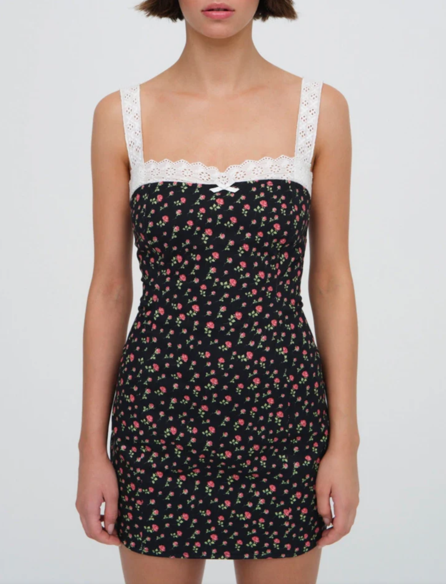 Sweet Printed Chic Lace Lace Spaghetti Strap Mini Sexy Slim Fit Backless Hip Bag Dress
