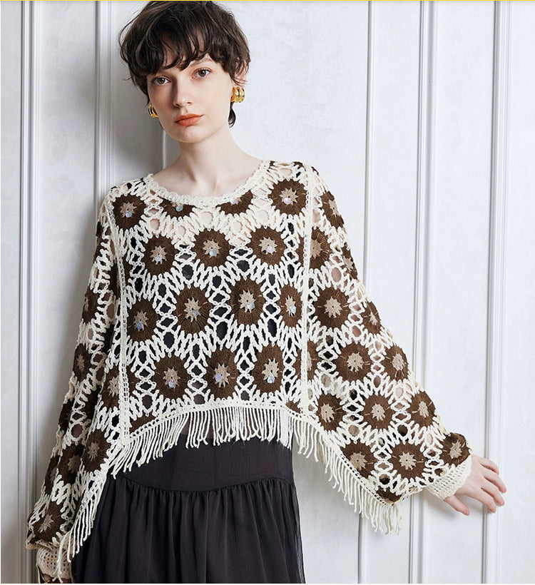 Women Spring And Autumn Floral Long Sleeve Blouse