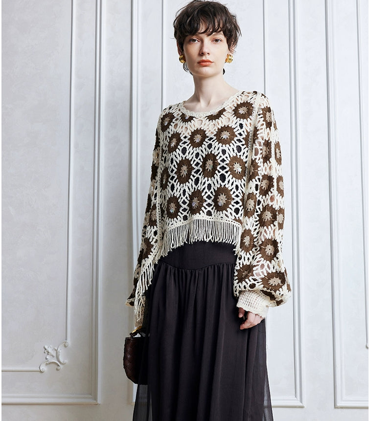 Women Spring And Autumn Floral Long Sleeve Blouse