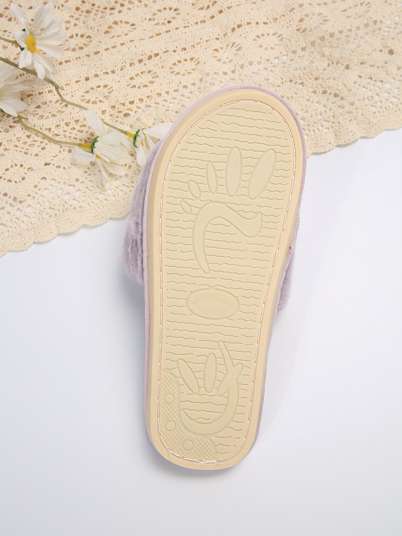 Fluffy Slippers Heart-Shaped Flat Slippers Women Home Casual Anti Rabbit Fur Cotton Slippers Women FDdsptj