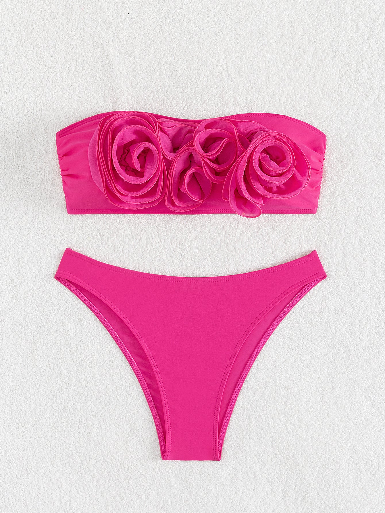 Traje de baño dividido para mujer, bikini plano rosa, bikini sexy de cintura alta, traje de baño